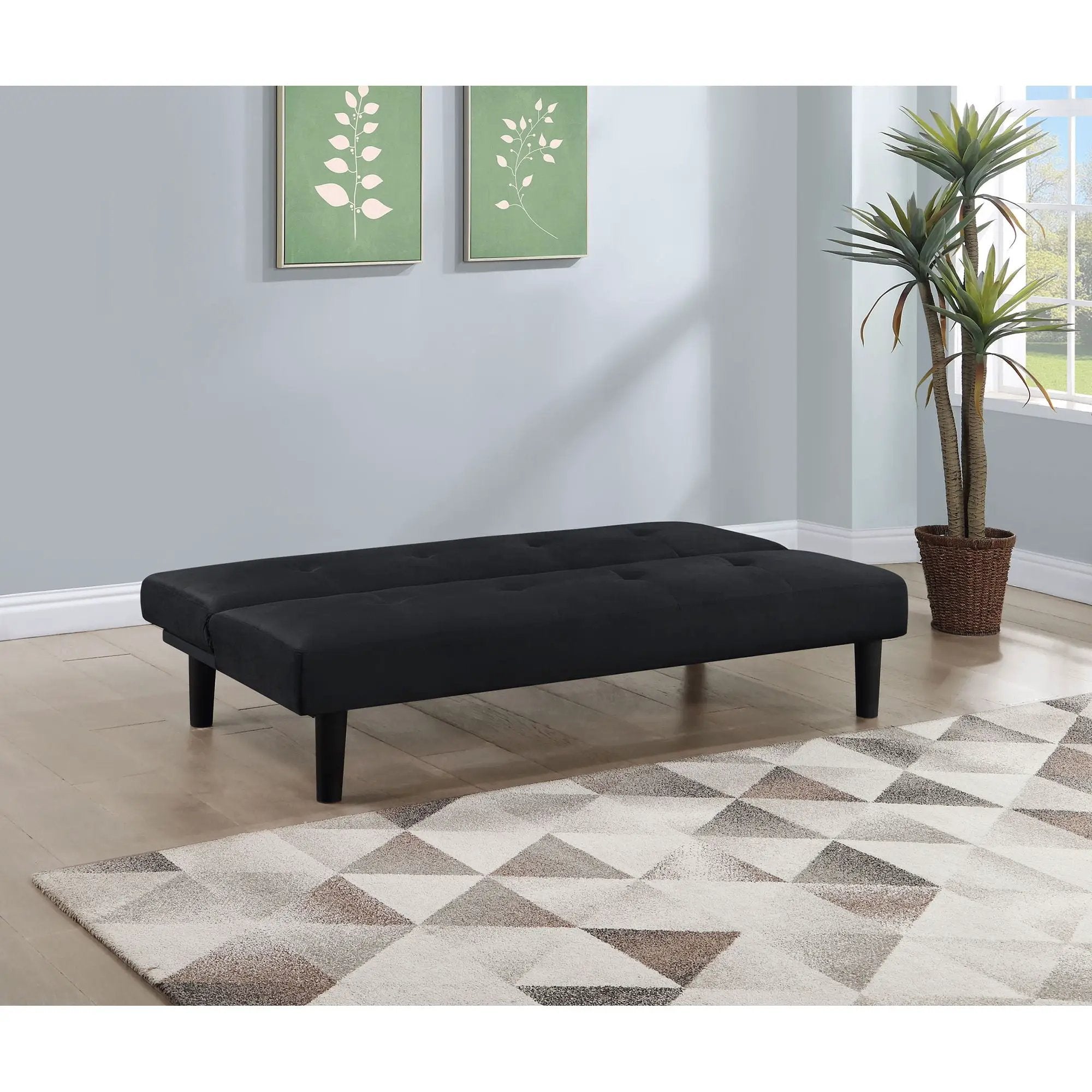 Boston - Tufted Convertible Sofa Bed Armless Design - Black