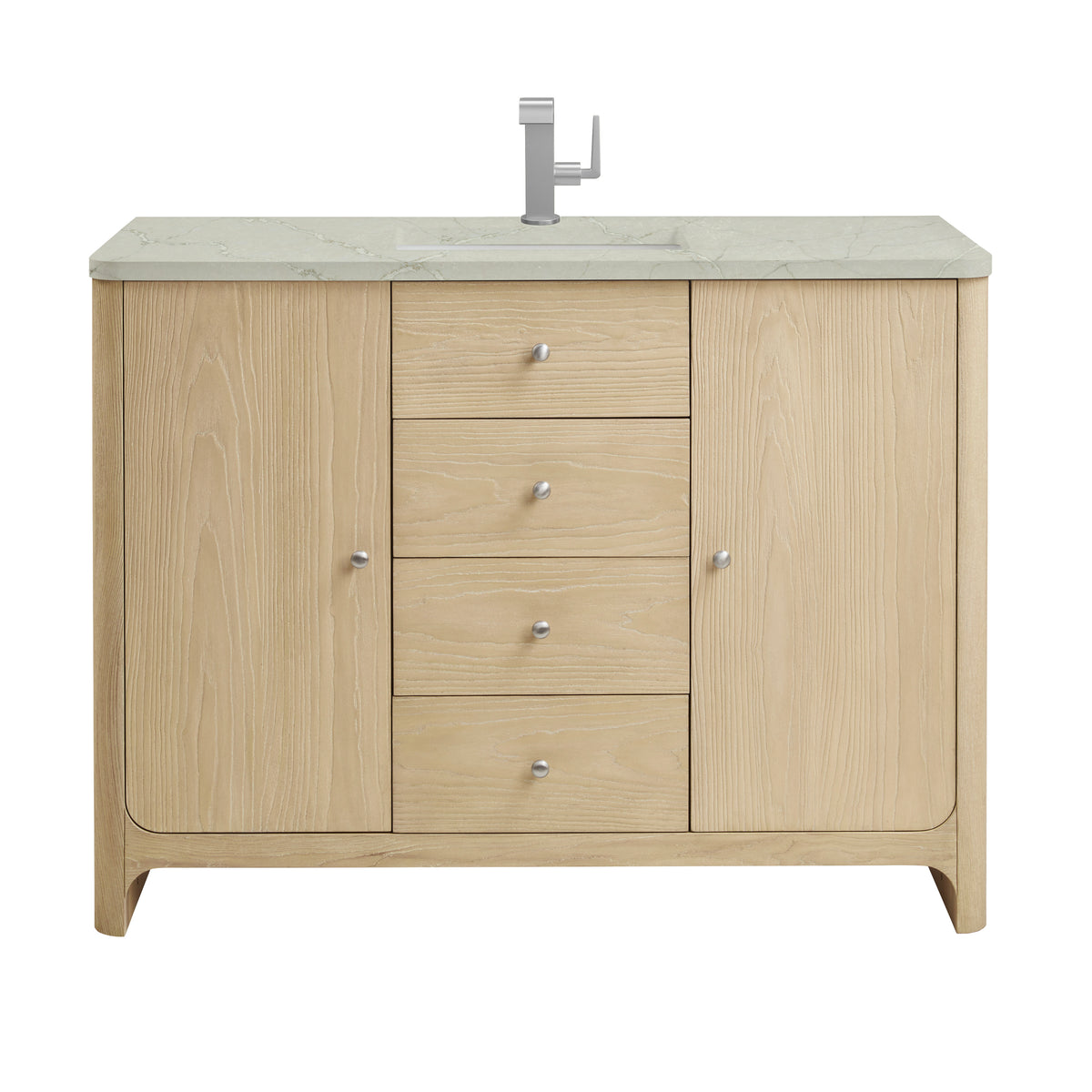 James Martin Gracyn 48" Single Bathroom Vanity, Coastal Driftwood with Victorian Silver (Quartz) countertop