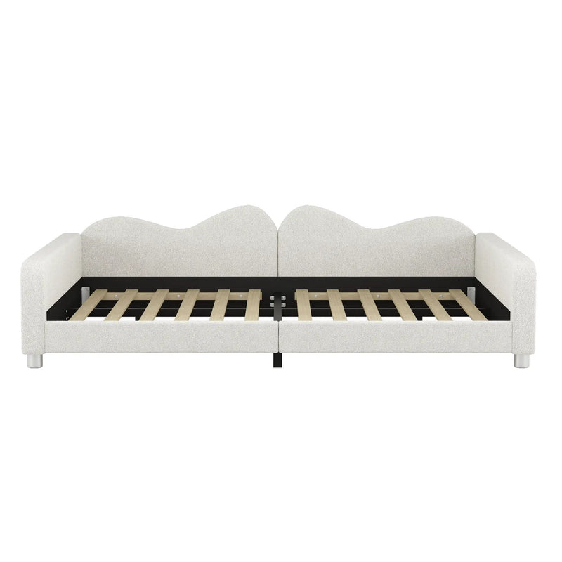 Upholstered Daybed, Sherpa Fabric Sofabed With Cloud-Shaped Backrest