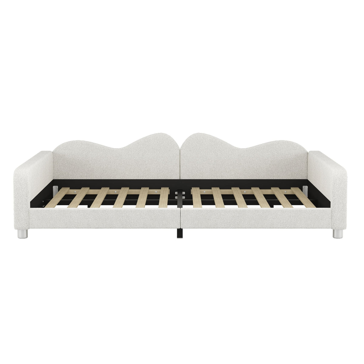 Upholstered Daybed with Cloud-Shaped Backrest - Full Size, Sherpa Fabric, photo 26 of 31