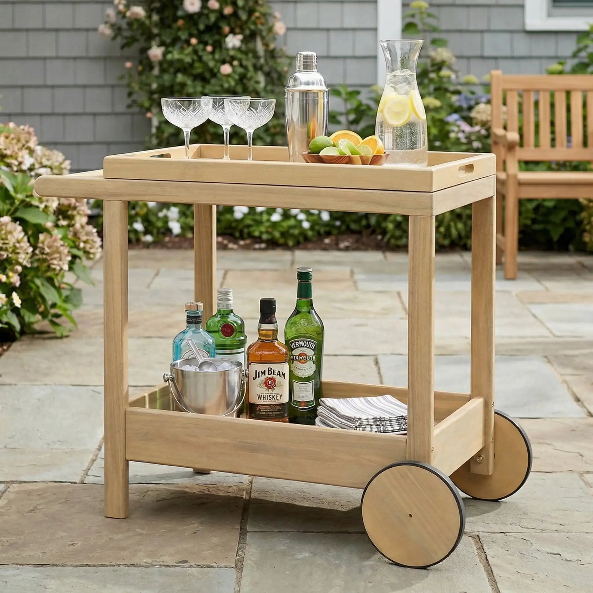 Saratoga Outdoor Rolling Bar Cart by HouseOfZazla