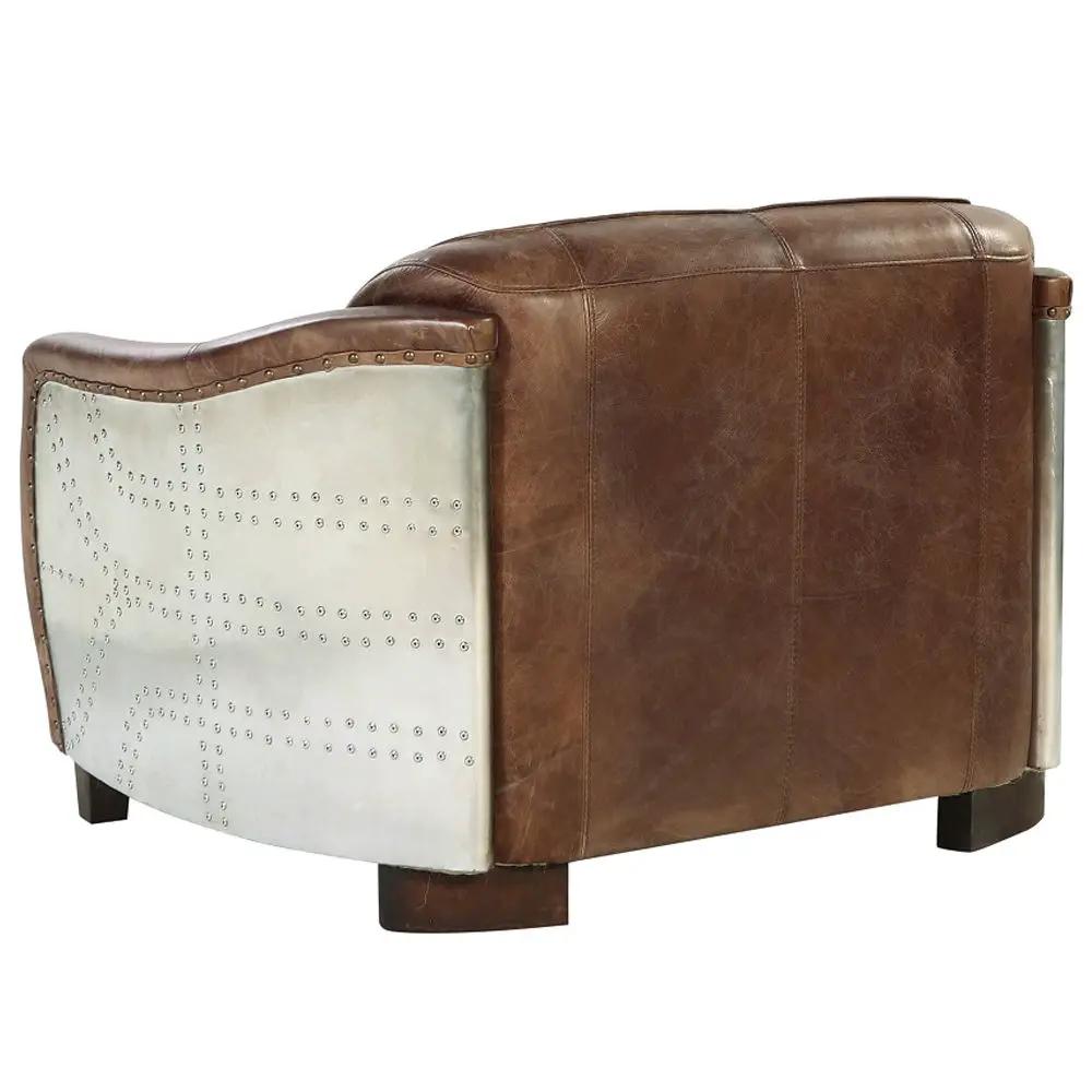 Brancaster - Loveseat - Retro Brown Top Grain Leather & Aluminum by Unique Piece Furniture