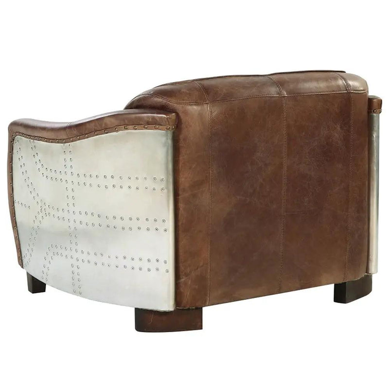 Brancaster - Loveseat - Retro Brown Top Grain Leather & Aluminum by Unique Piece Furniture