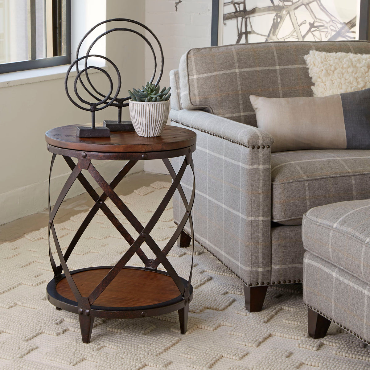 Pinebrook - Round Accent Table - Distressed Natural Pine, photo 2 of 4