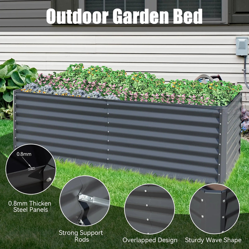 8x4x2 Ft Galvanized Raised Garden Bed by HouseOfZazla