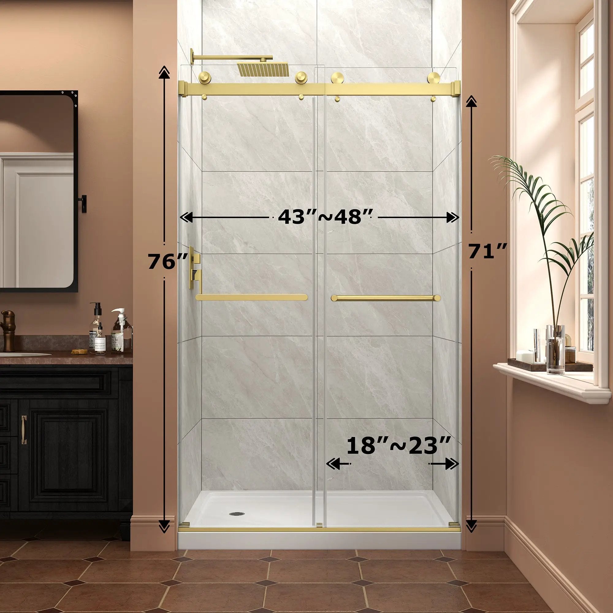 43"-48" W x 76" H Brushed Frameless Shower Door by HouseOfZazla