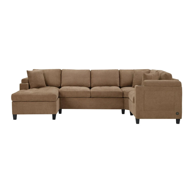 U Shaped Sectional Sofa, Corner Living Room Couch With Built In Cup Holders, Storage, USB Ports by Unique Piece Furniture