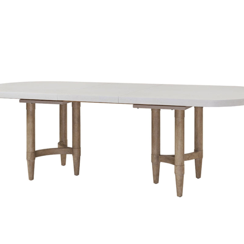 Double Pedestal Dining Table with Expandable Leaf - Sand