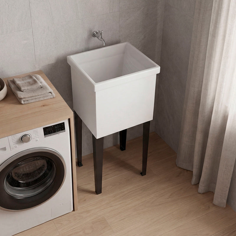 Bari Freestanding Plastic Laundry Utility Sink with Storage Cabinet by HouseOfZazla
