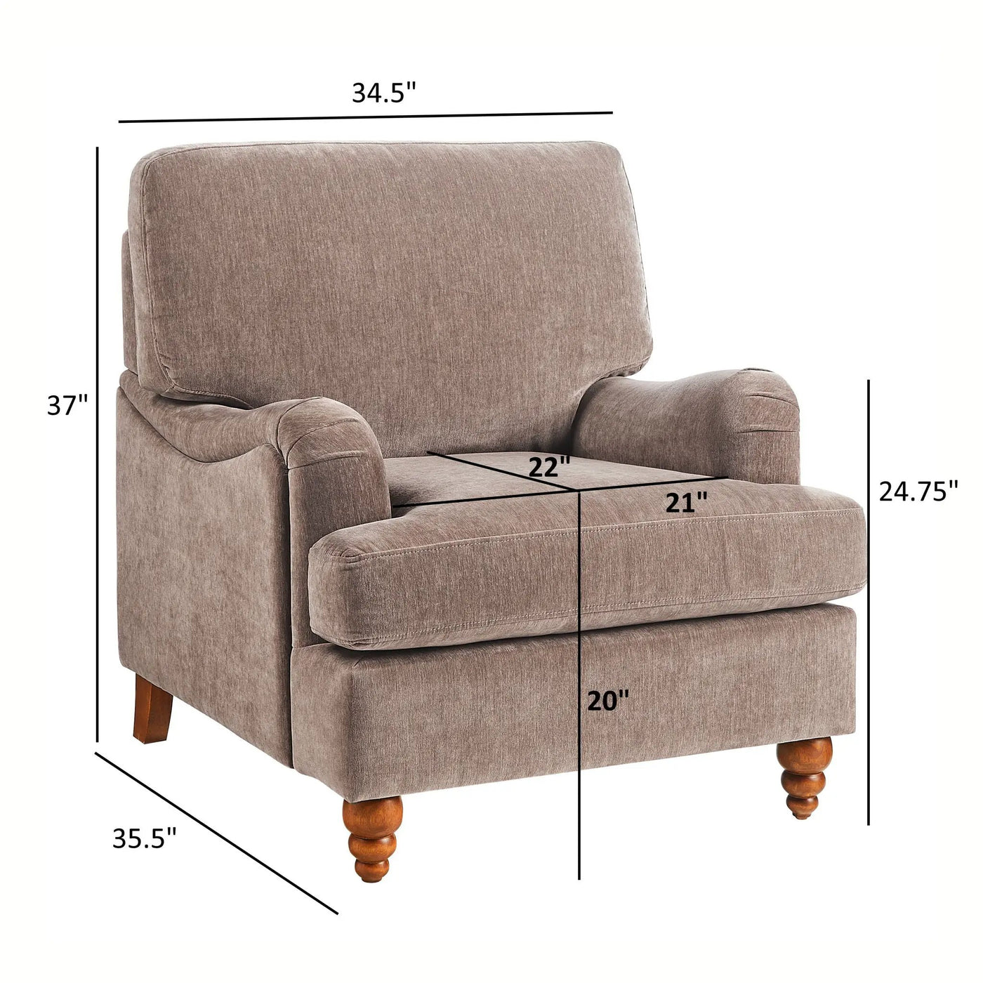 Candor - Arm Chair With English Roll Arms by HouseOfZazla