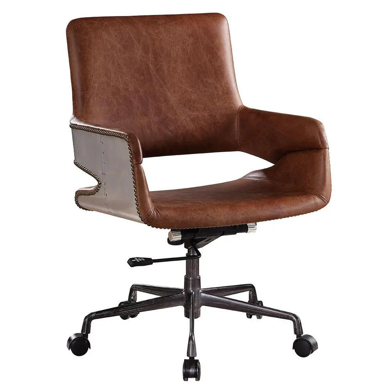 Kamau - Office Chair - Vintage Cocoa Top Grain Leather by Unique Piece Furniture