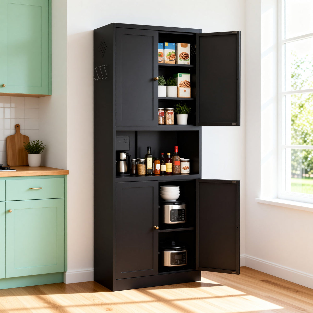 72-Inch High Metal Cabinet with Adjustable Shelves and Drawer - Gray, photo 10 of 10