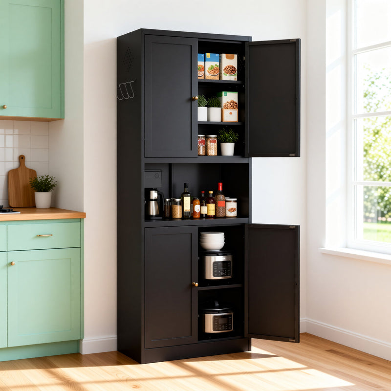 72-Inch High Metal Cabinet with Adjustable Shelves and Drawer - Gray, photo 10 of 10