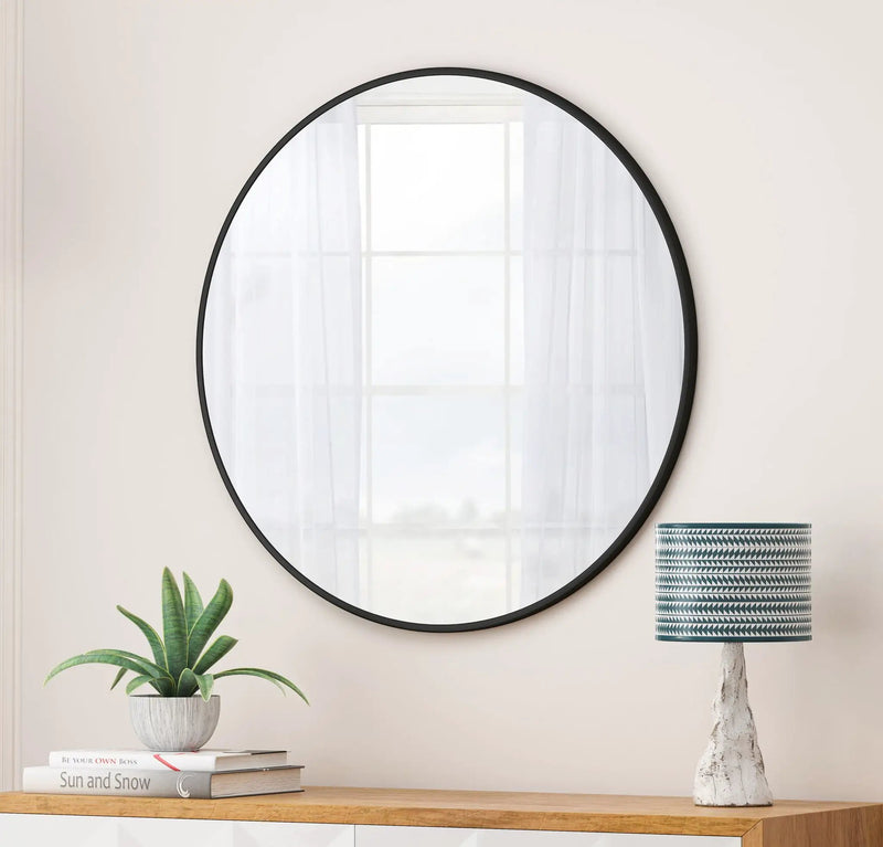 Wall Circular Mirror Metal Framed Mirror Round Vanity Mirror Dressing Mirror, For Bathroom, Living Room, Bedroom Wall Decor by HouseOfZazla