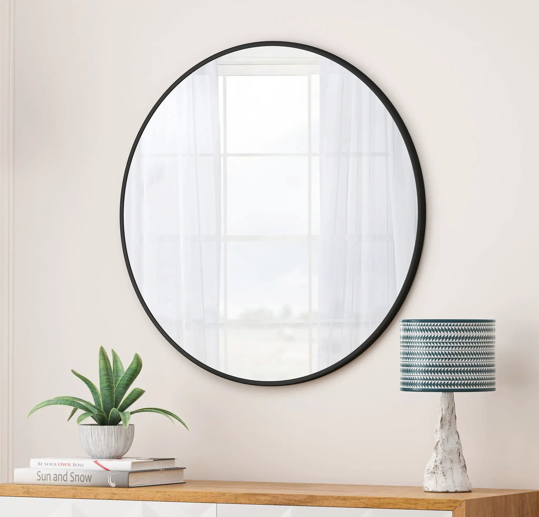 Wall Circular Mirror Metal Framed Mirror Round Vanity Mirror Dressing Mirror, For Bathroom, Living Room, Bedroom Wall Decor by Unique Piece Furniture