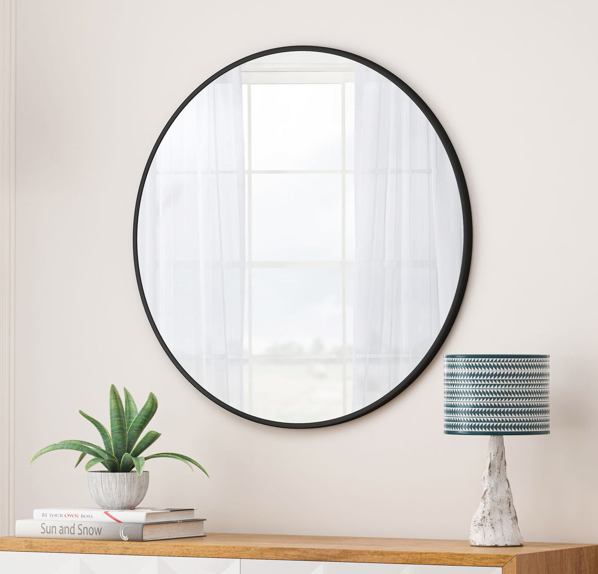 Metal Framed Circular Wall Mirror with Modern Design - Black or Gold, photo 5 of 40