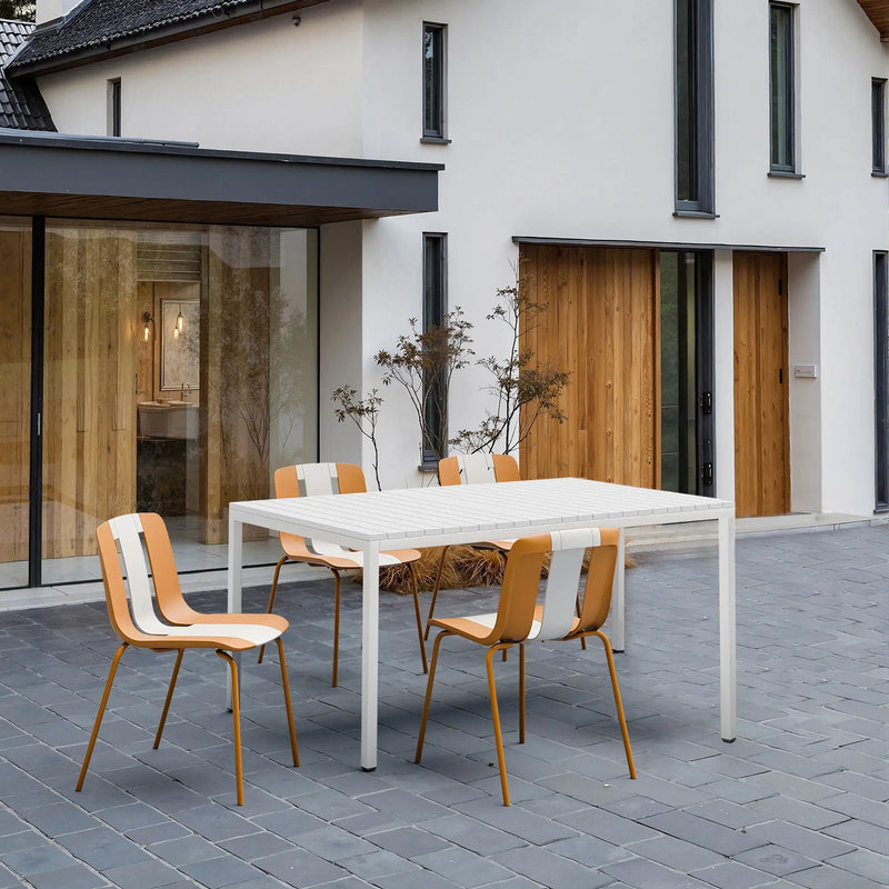 4 Piece Set Of Modern Striped Color- Blocking Single Chairs With Long Table by Unique Piece Furniture