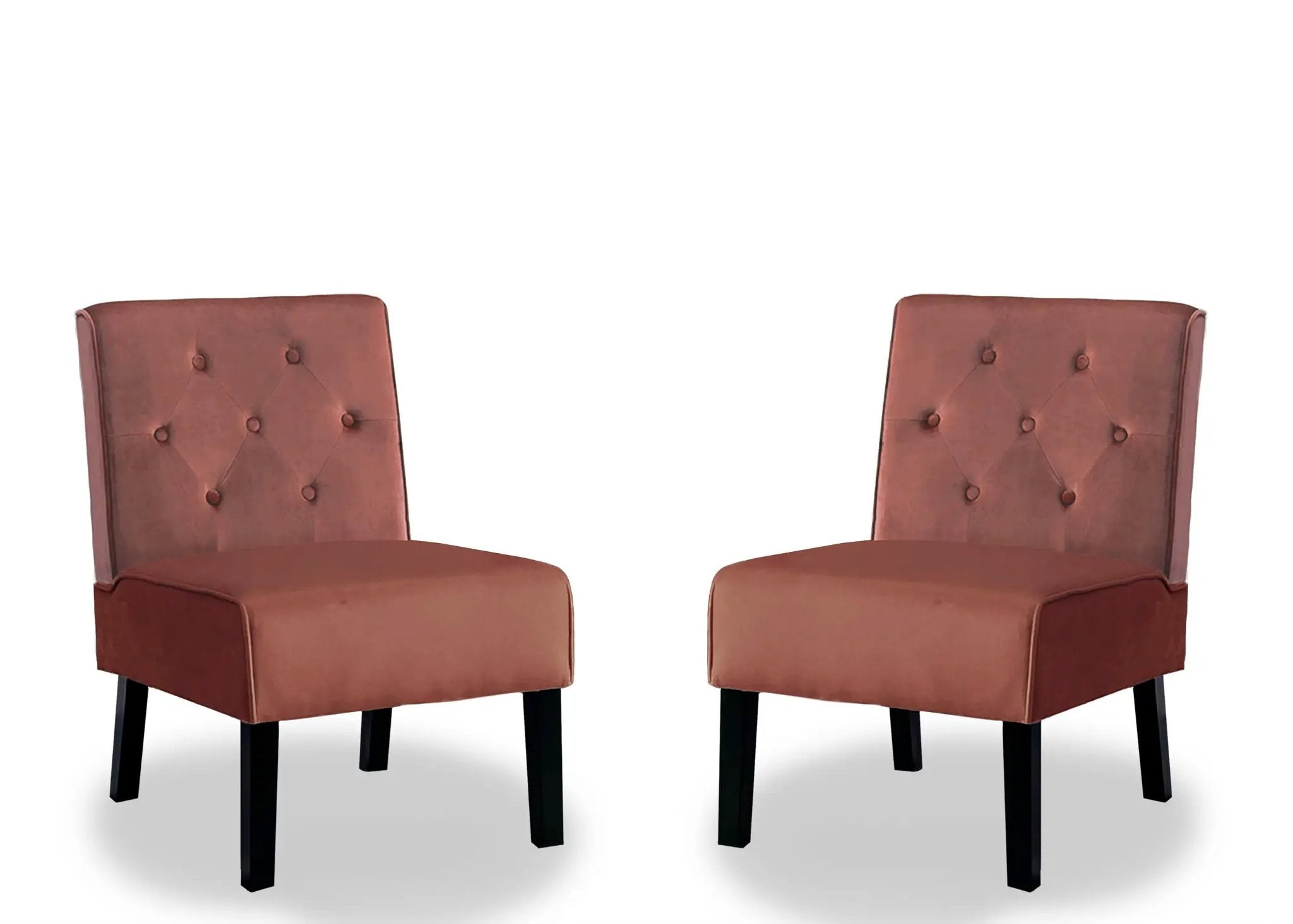 Reese - Living Room Armless Button Tufted Pattern Accent Chair (Set of 2) by HouseOfZazla