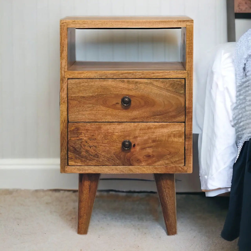 Solid Wood Mini Oak-ish Classic Nightstand by HouseOfZazla