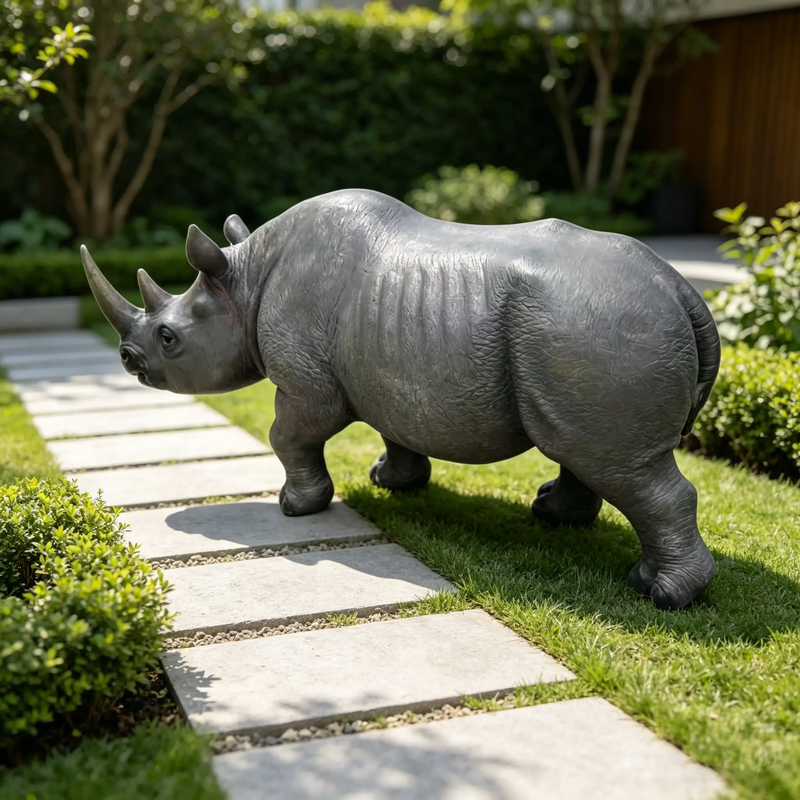 27.5" Large Realistic Rhinoceros Garden Statue by HouseOfZazla
