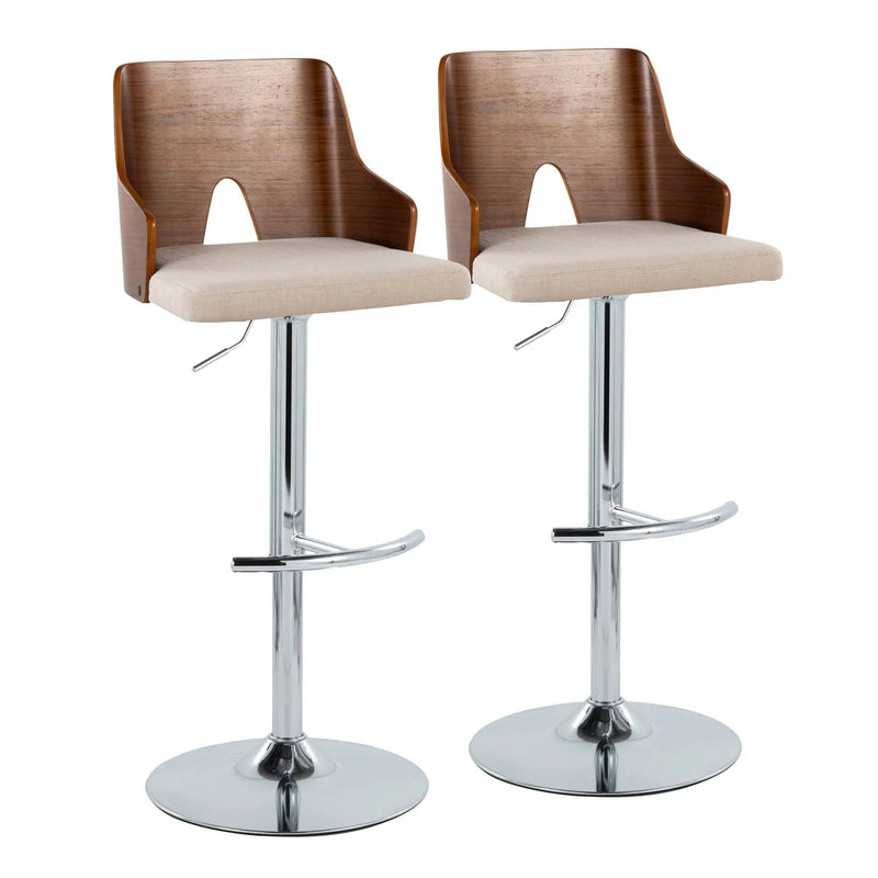 Ariana - Mid Century Modern Adjustable Barstool Stool With Swivel With Rounded T Footrest (Set of 2) by Unique Piece Furniture