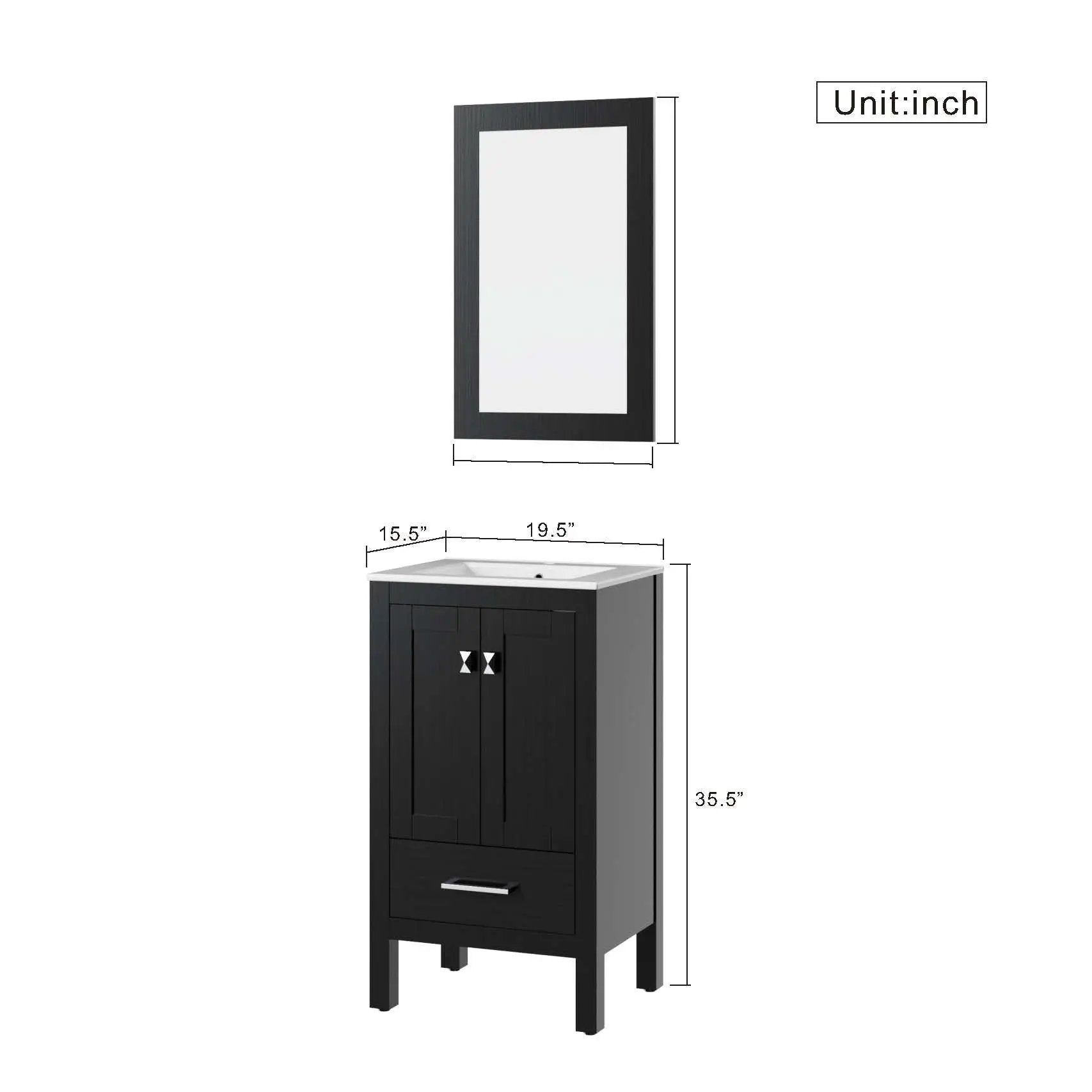 Goodyo Bathroom Vanity Sink Combo with Water-Grain Top - Black by HouseOfZazla