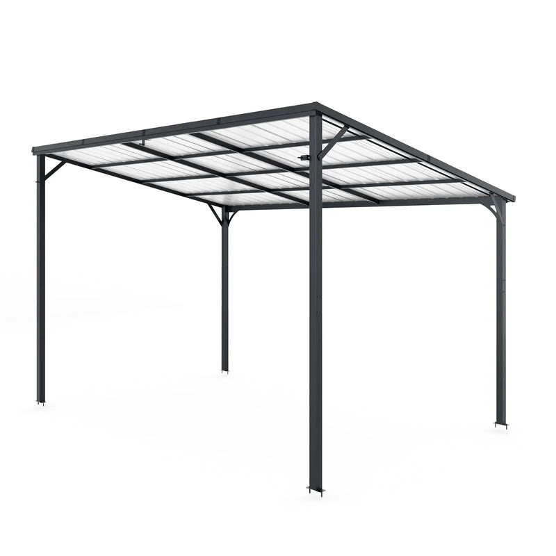 Outdoor Pergola 12' x 8' Galvanized Steel Lean-to Wall-Mounted by HouseOfZazla