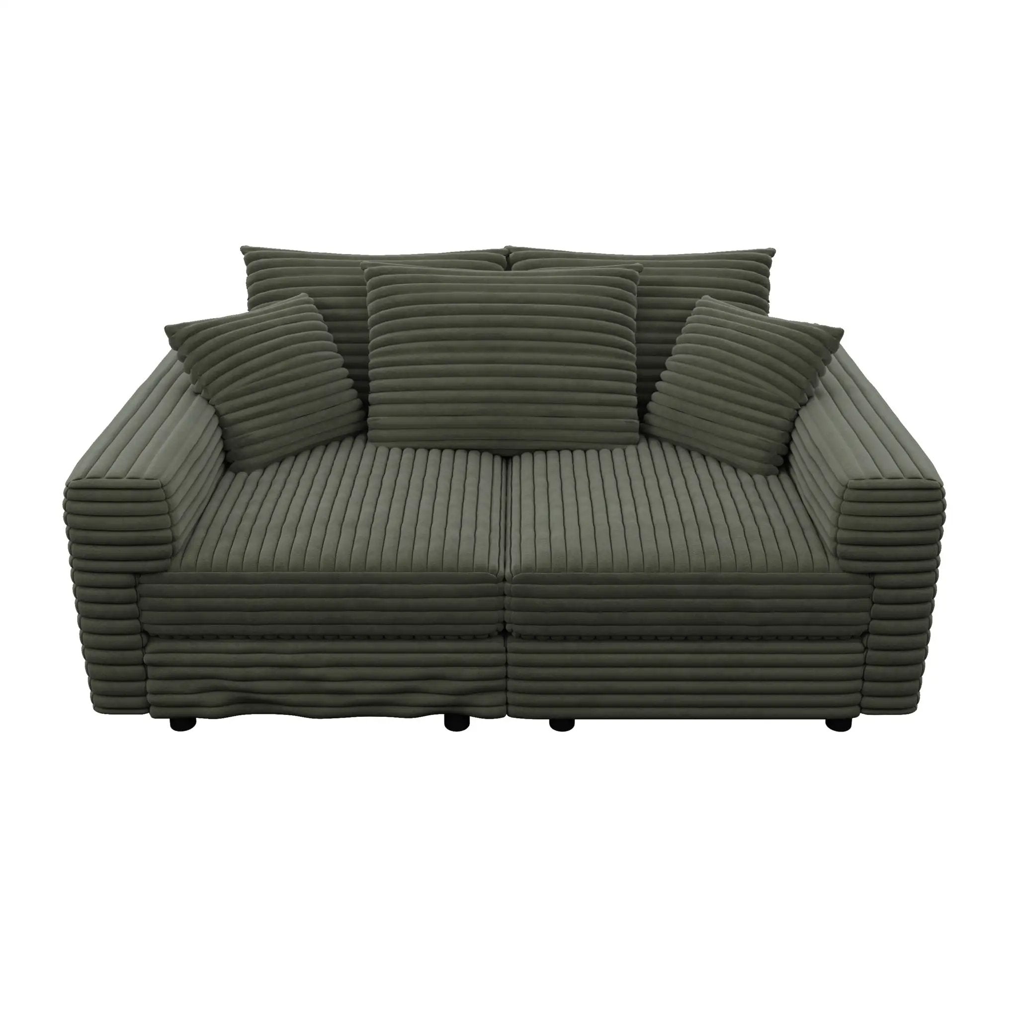 Convertible Deep Seat Sofa With Soft Pillows And Ottomans