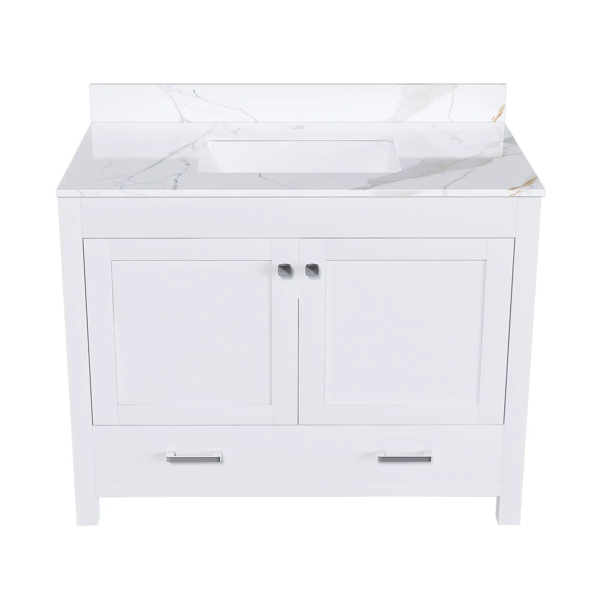 43" Bathroom Vanity, Multi Functional Cabinet, Doors And Drawer - White by HouseOfZazla