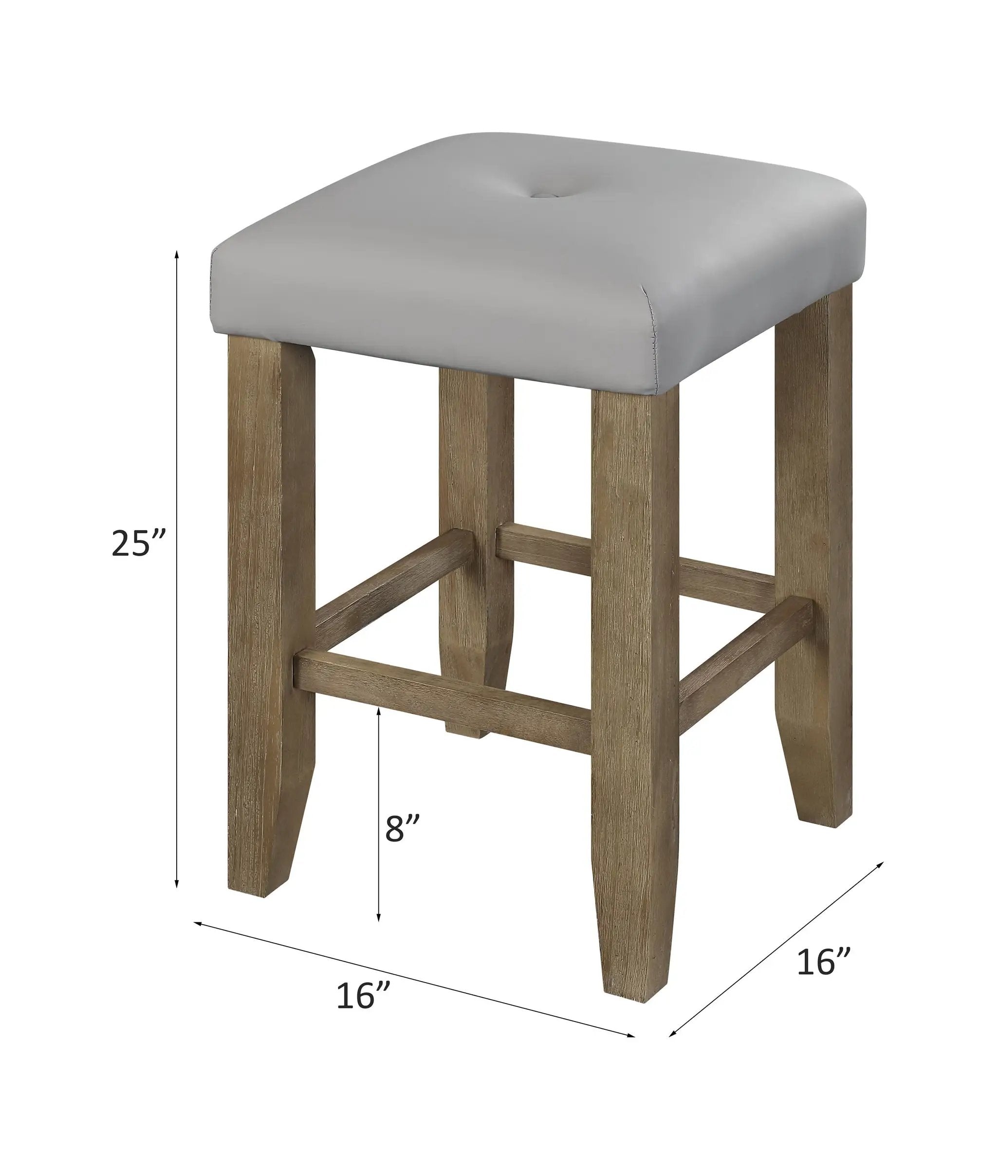 Charnell - Counter Height Stool (Set of 2) - Gray Synthetic Leather & Oak by Unique Piece Furniture