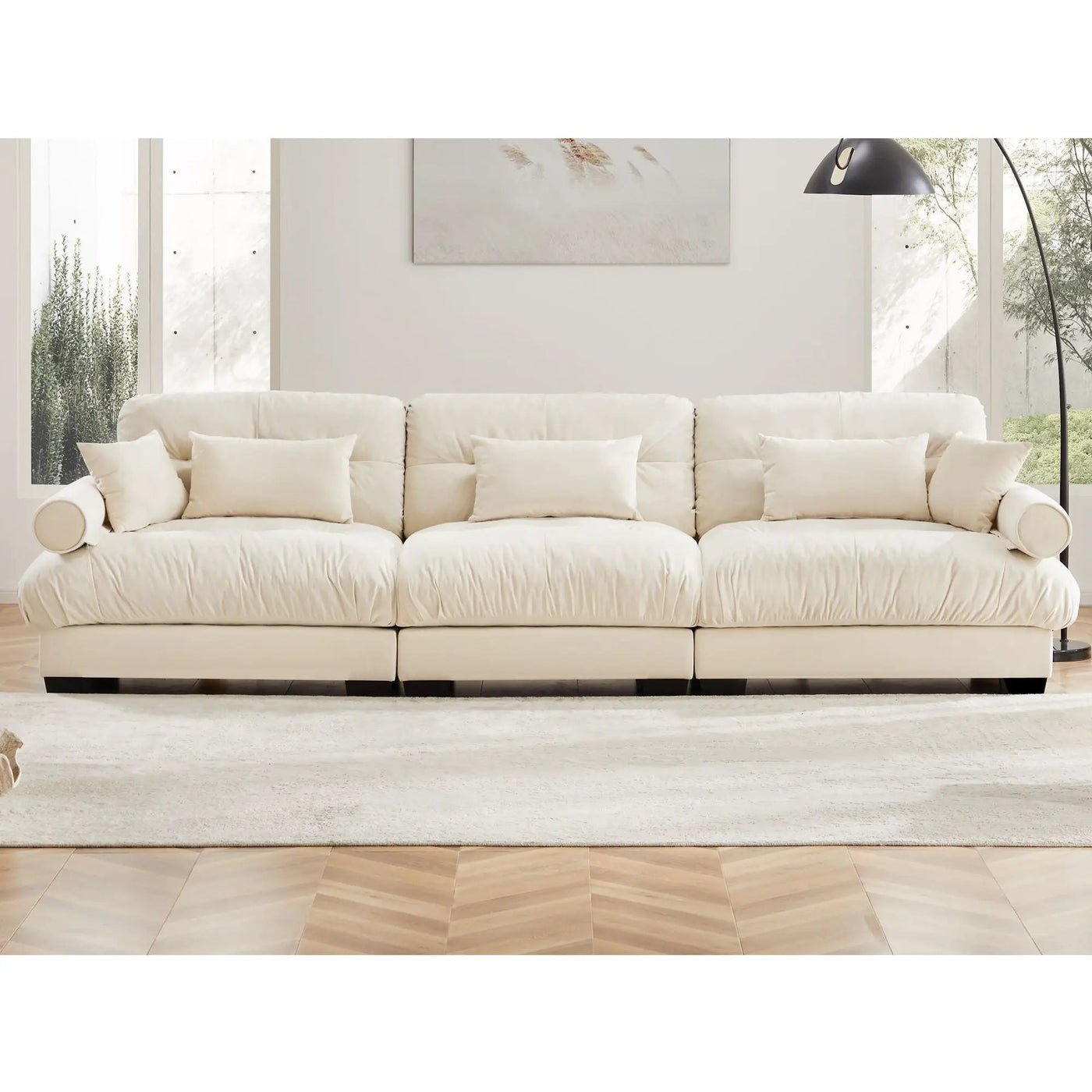 Modern Oversize Sofa With Cloud Like Comfort, Featuring Waist And Throw Pillows by Unique Piece Furniture