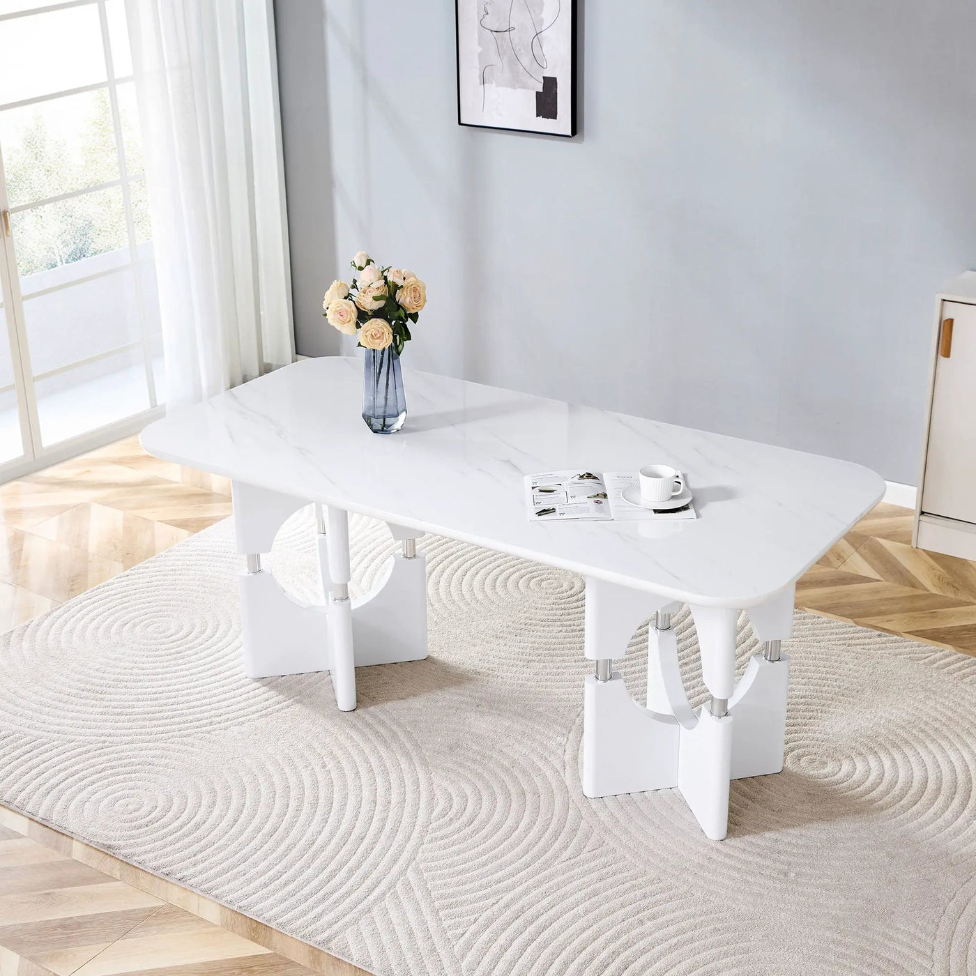 Modern Dining Table With Sleek Hollow-Out Frame And Accents by HouseOfZazla