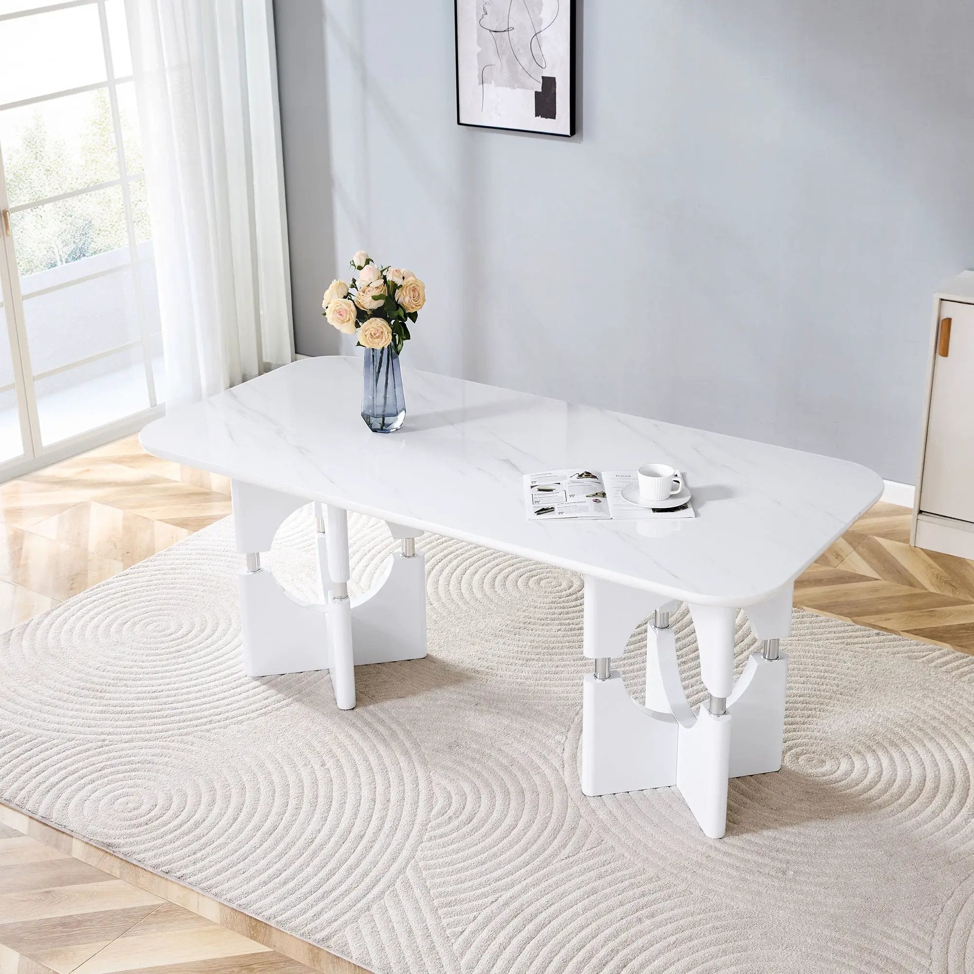 Modern Dining Table With Sleek Hollow-Out Frame And Accents by HouseOfZazla