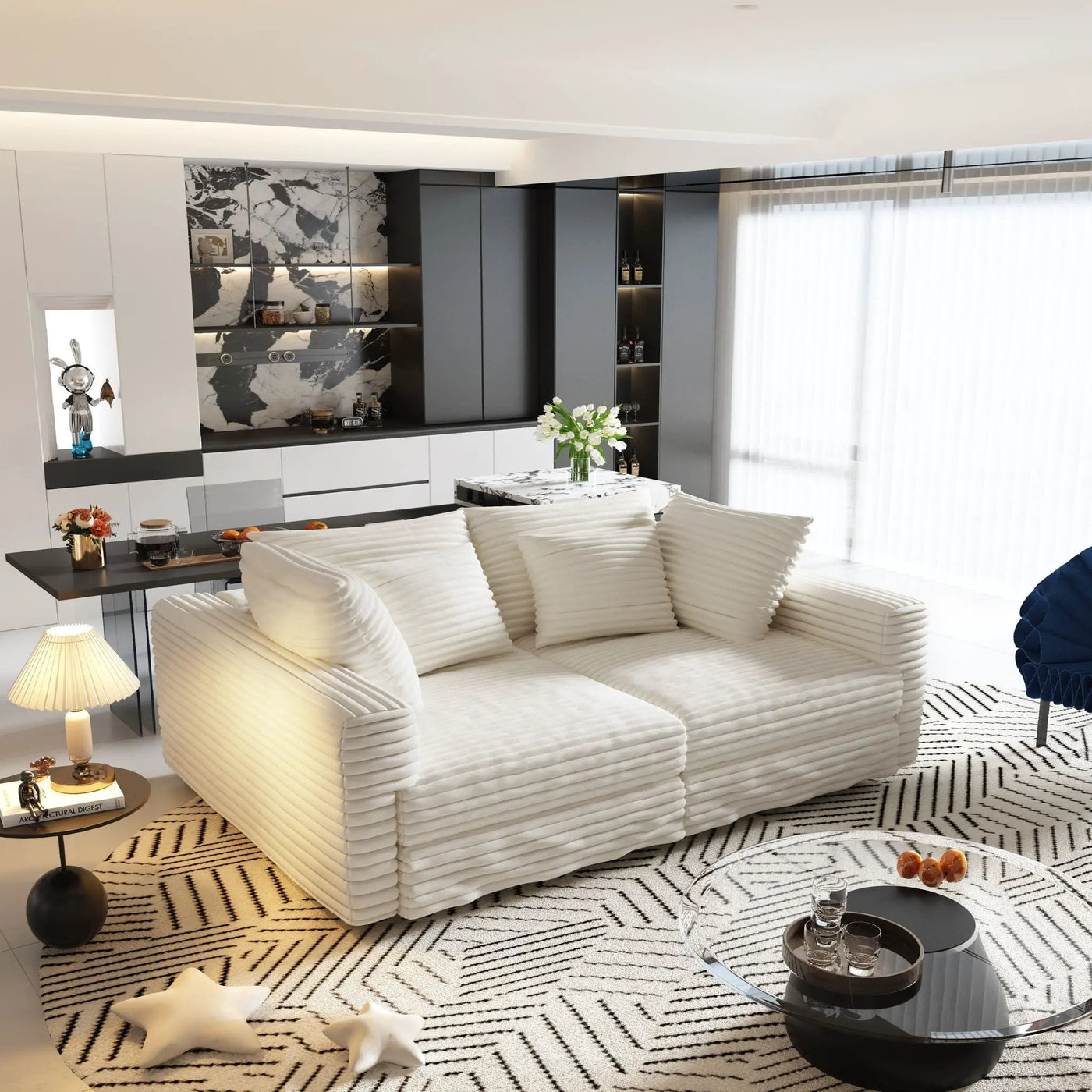 4 Seat Modern Comfy Upholstered Sofa Cloud Couch by HouseOfZazla