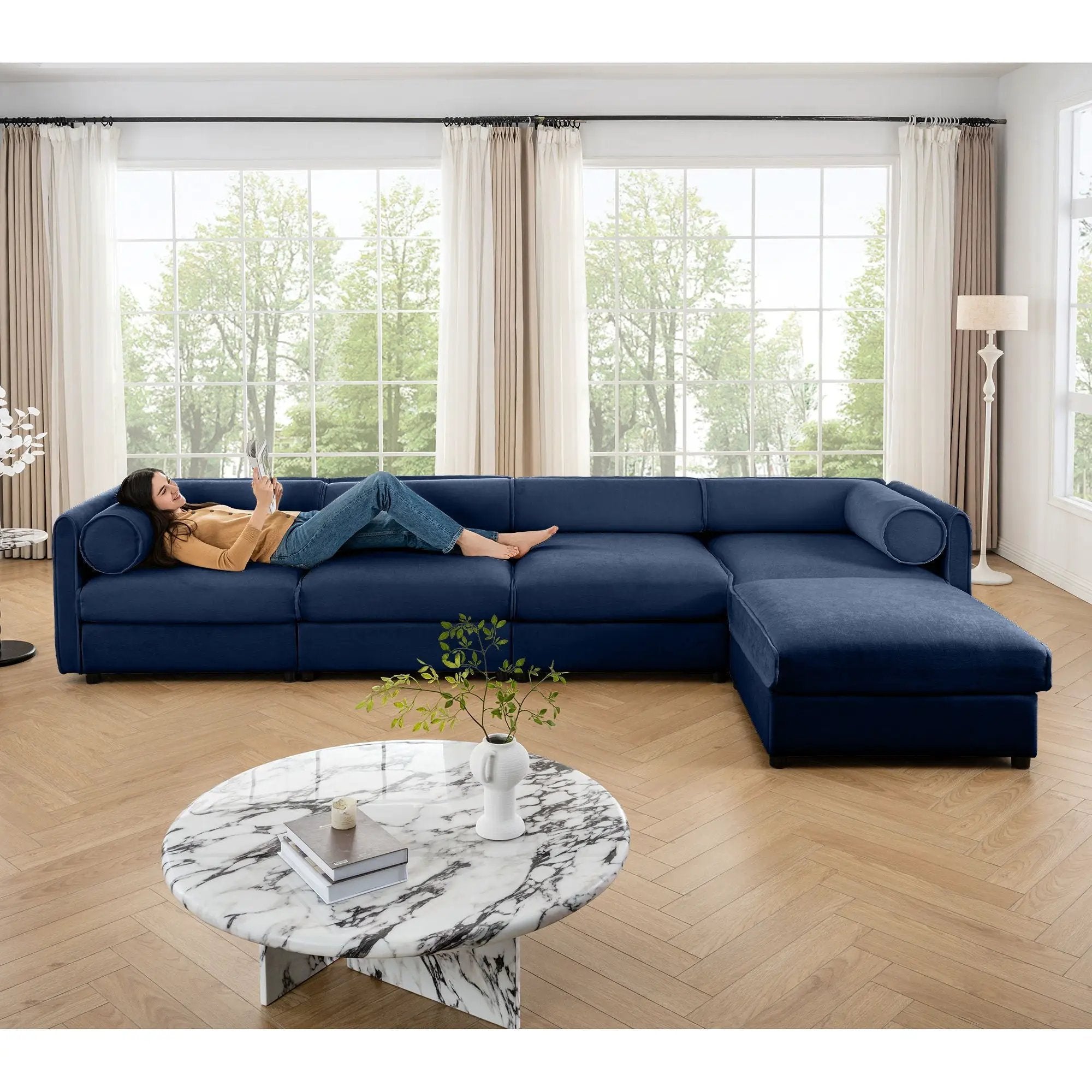 Contemporary Elegant Sofa With Storage And Ottoman by HouseOfZazla