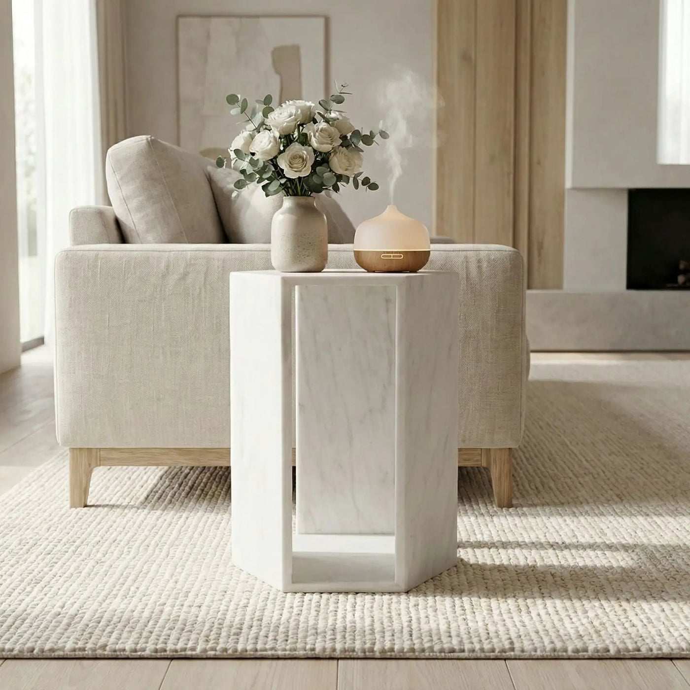 Modern Minimalist Hexagon Side Table by Unique Piece Furniture