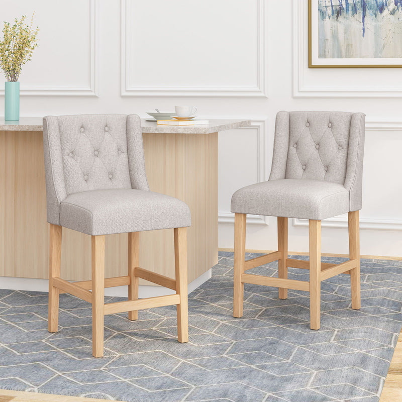 Vienna Contemporary Fabric Tufted & Wingback Counter Stools (Set of 2) by HouseOfZazla