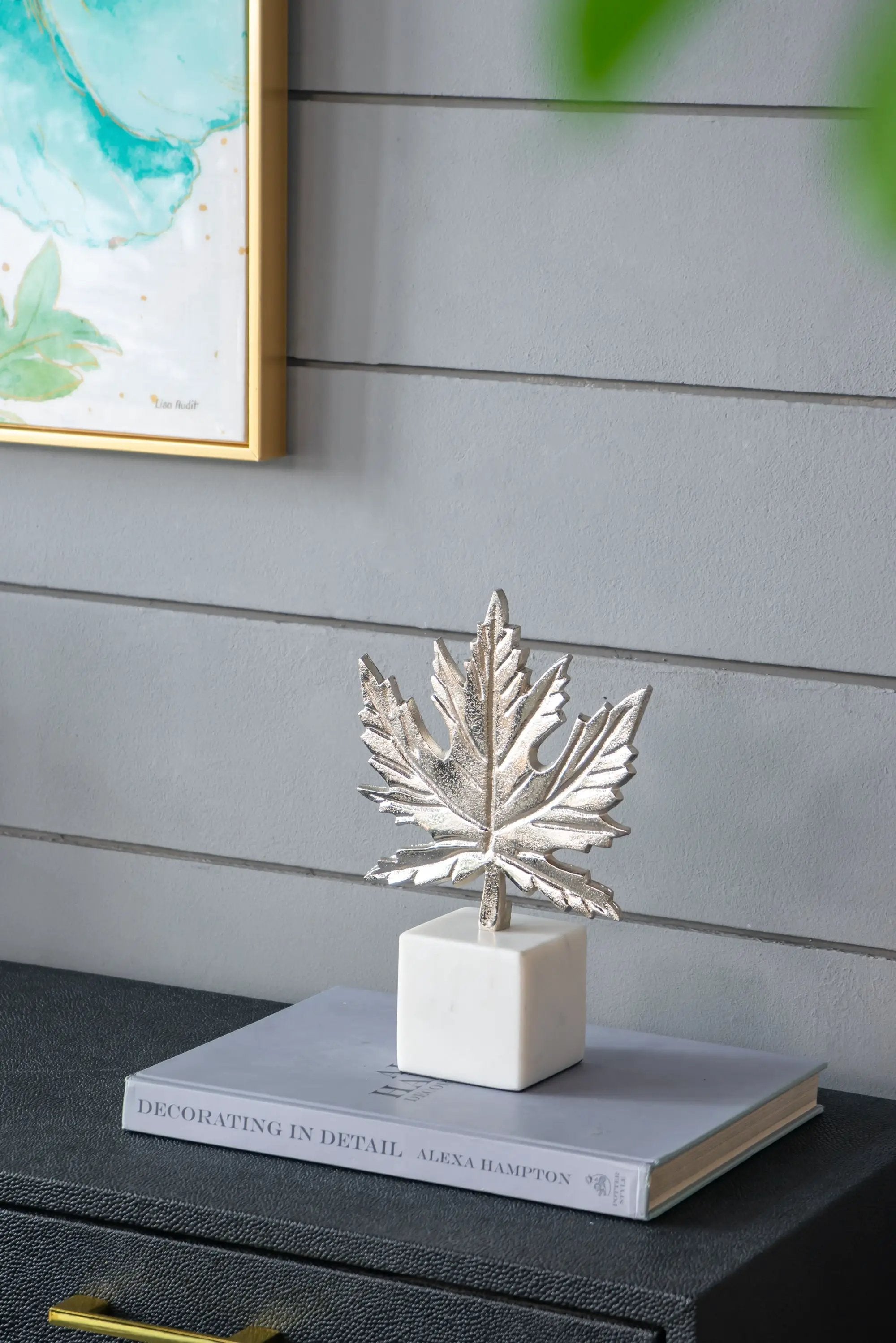Aluminum Leaf Sculpture with Marble Base by HouseOfZazla