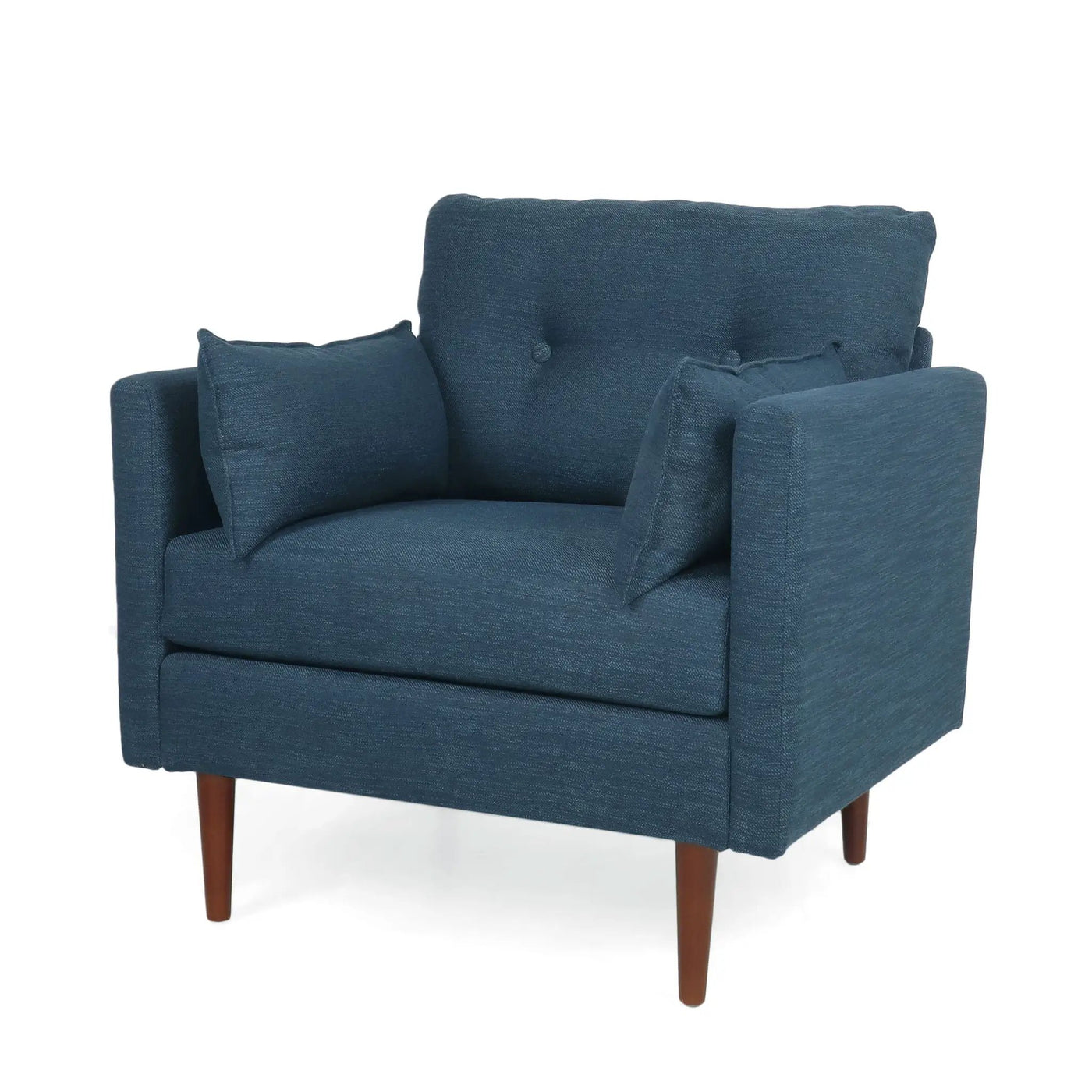 Enchantica Upholstered Fabric Club Chair with Button Tufting and 2 Accent Pillows by HouseOfZazla