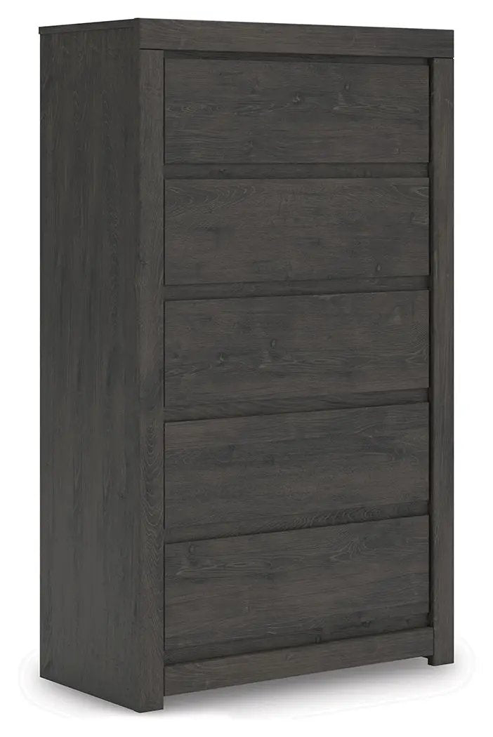 Fraluna - Five Drawer Chest - Charcoal by Unique Piece Furniture