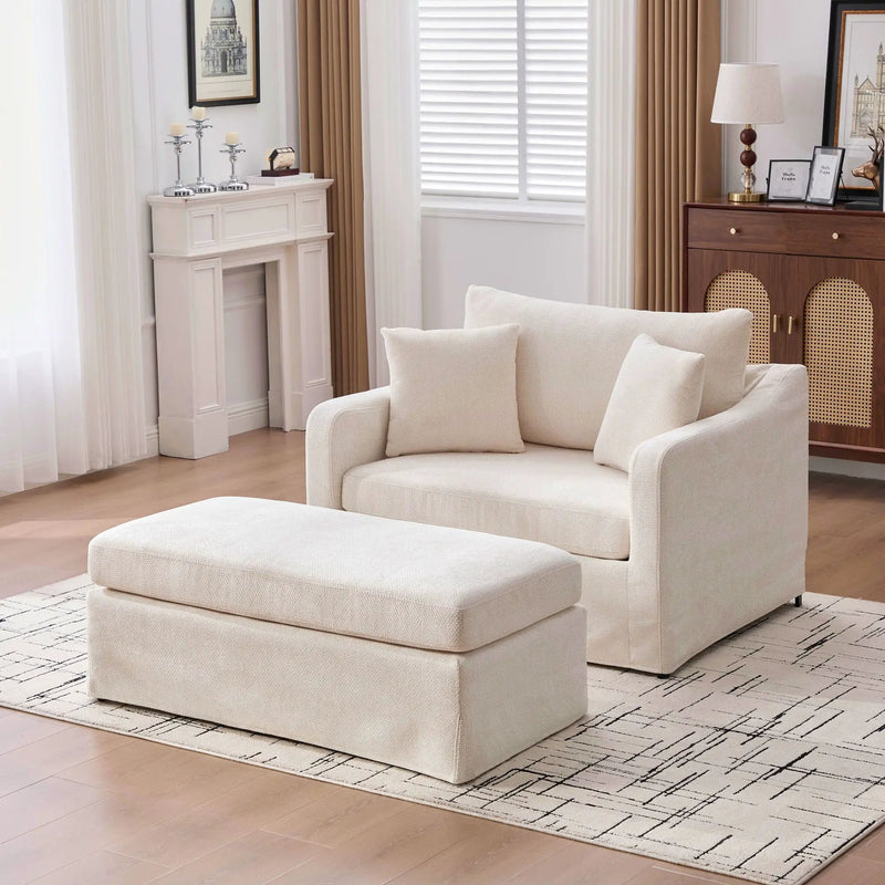 Accent Chair With Ottoman, Includes 2 Bolster Pillows by Unique Piece Furniture