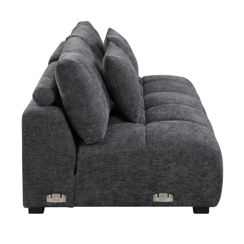 Chosen - Sectional Sofa With Toss Pillows With 2 Chaises With Ottoman - Gray by HouseOfZazla