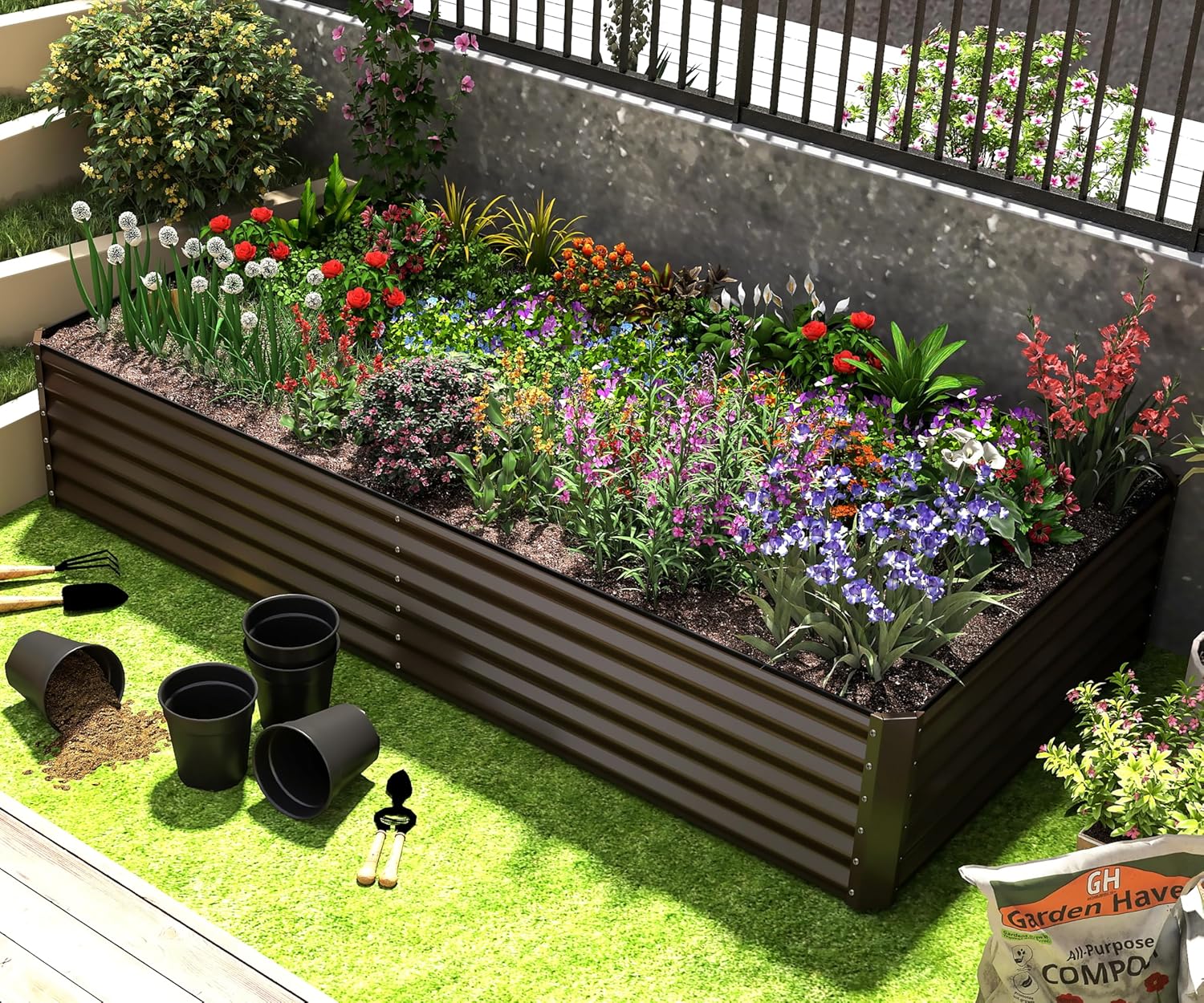 6x3x1.5ft Galvanized Raised Garden Bed by HouseOfZazla