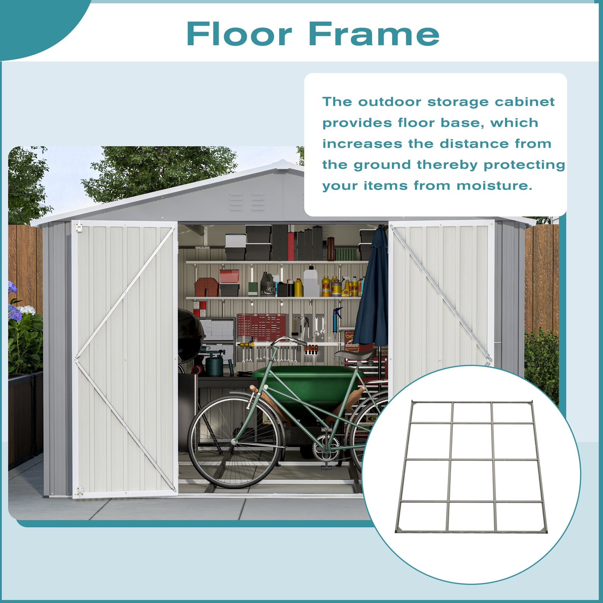 10 x 12 ft. Outdoor Storage Shed with Floor Frame Kit by HouseOfZazla