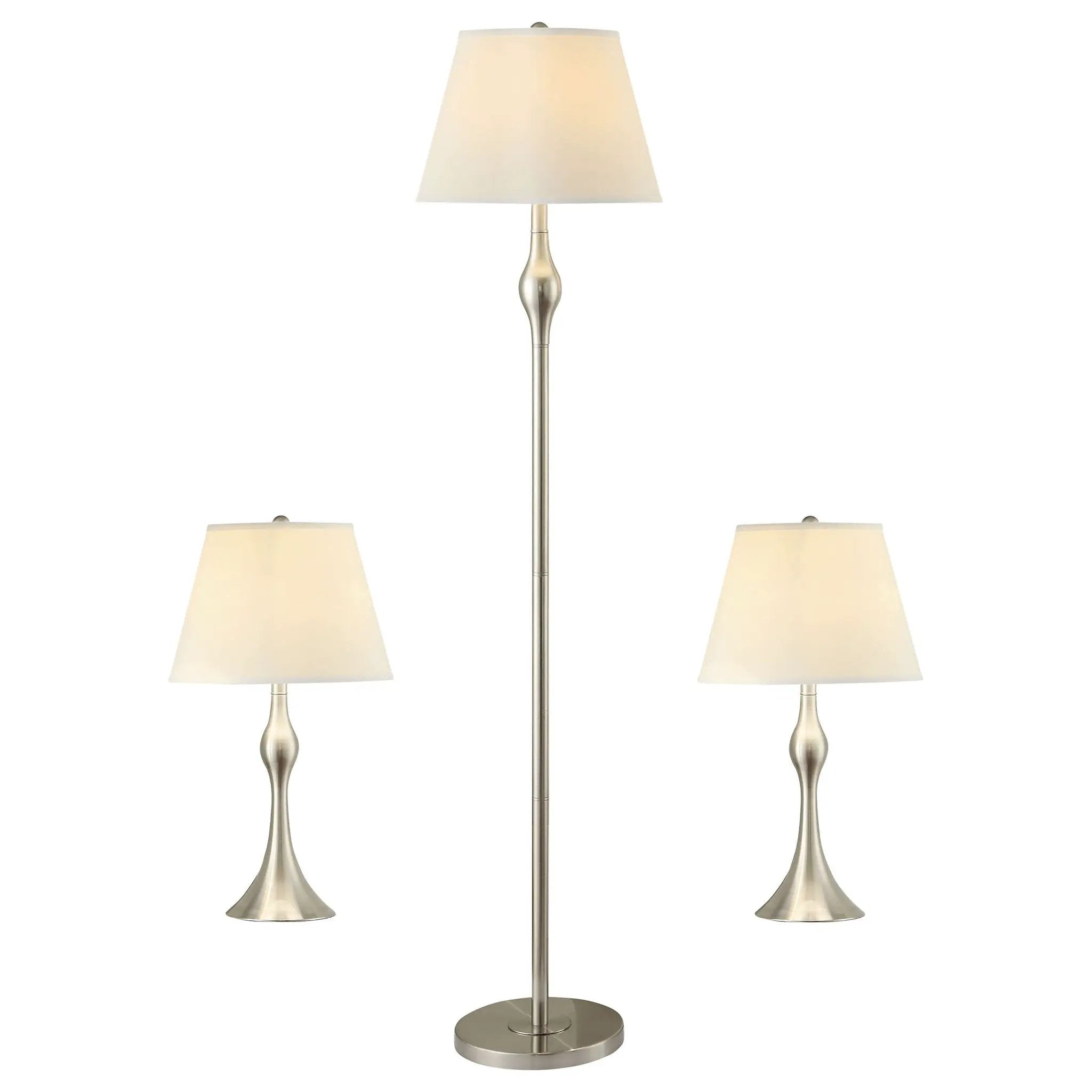 Griffin 3-piece Floor and Table Lamp Set Brushed Nickel by Unique Piece Furniture