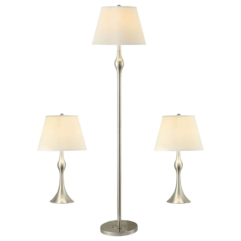 Griffin 3-piece Floor and Table Lamp Set Brushed Nickel by Unique Piece Furniture