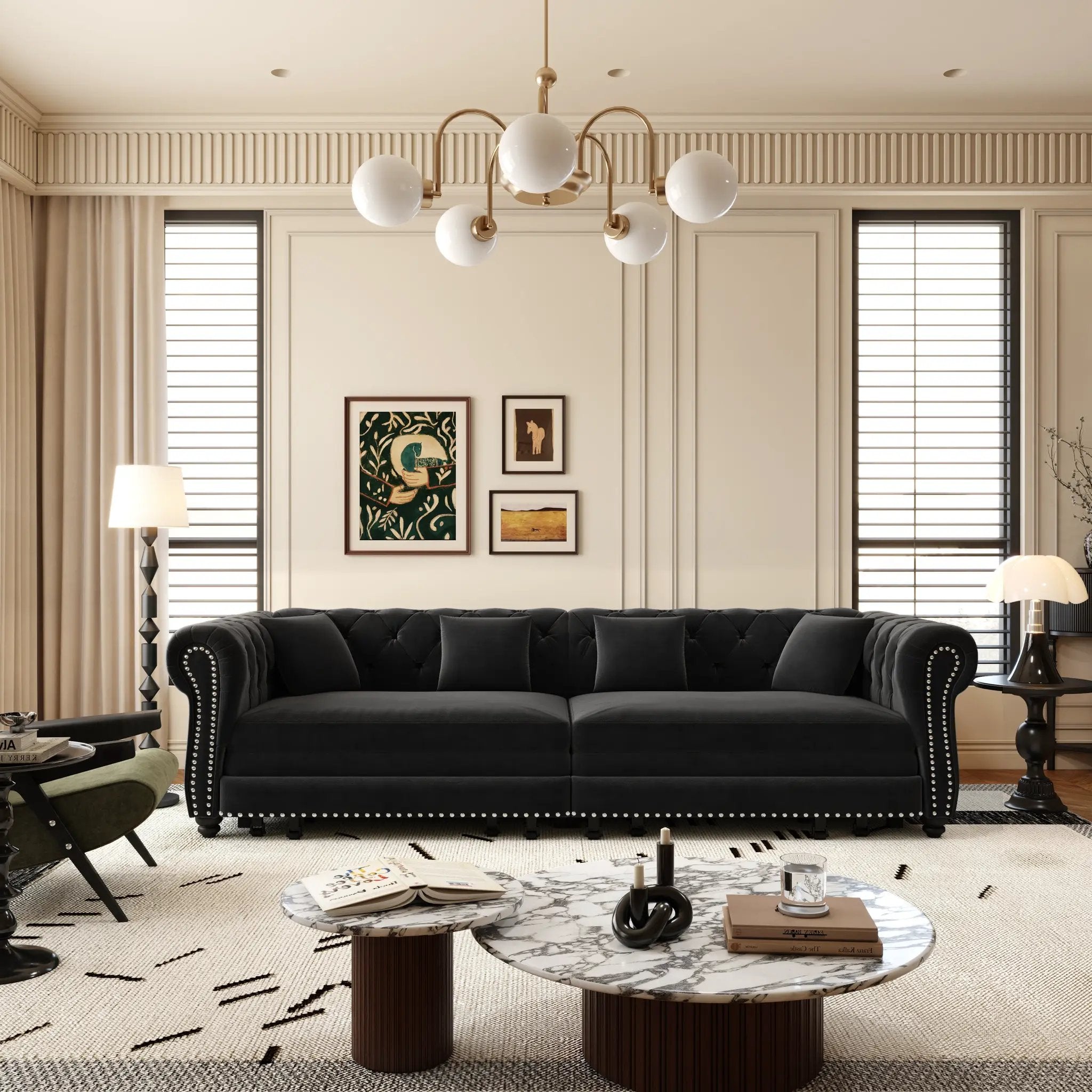 Chesterfield Sofa Bed - 3-in-1 Convertible Velvet Sofa by HouseOfZazla
