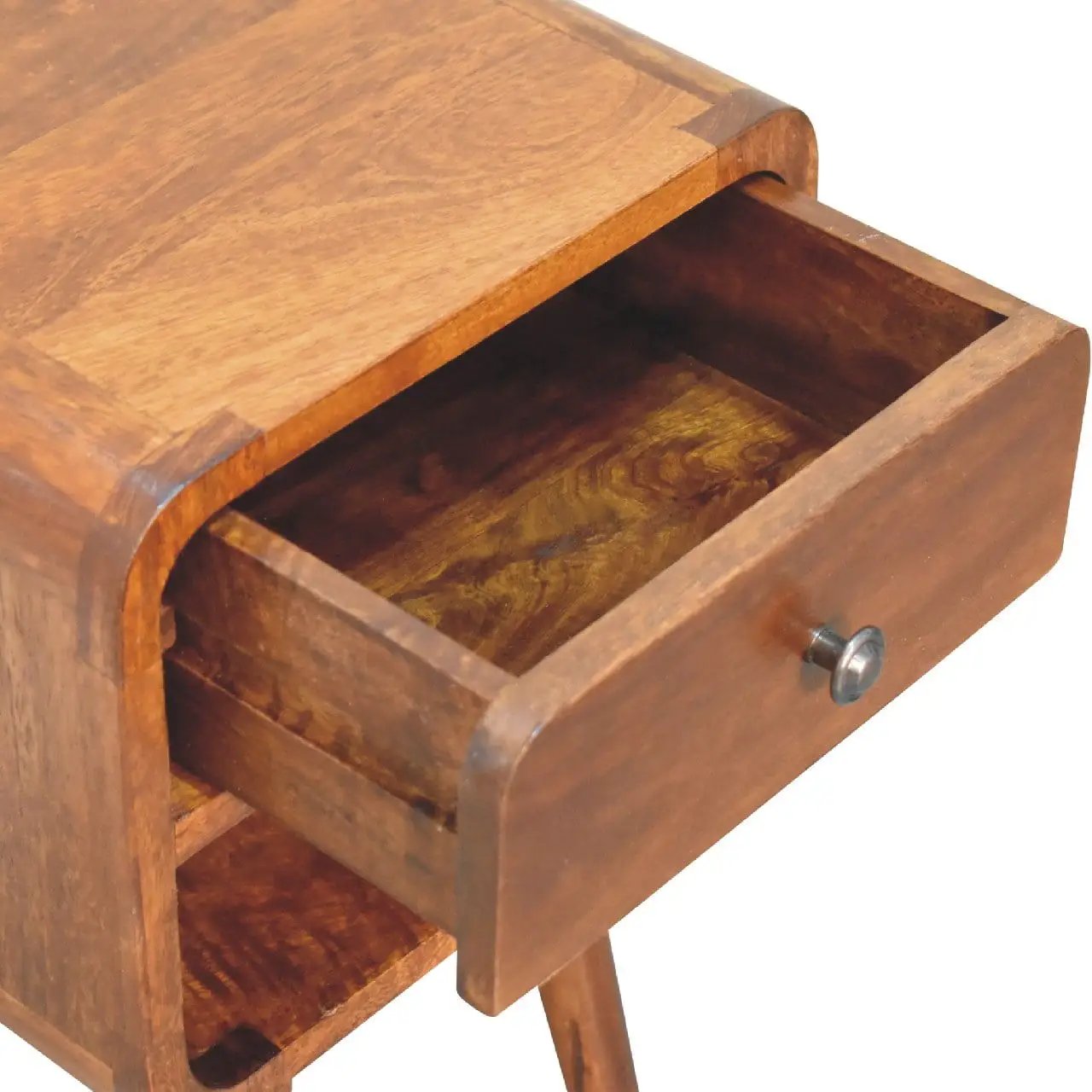 Mini Chestnut Curve Lower Bedside Nifhtstand by Unique Piece Furniture