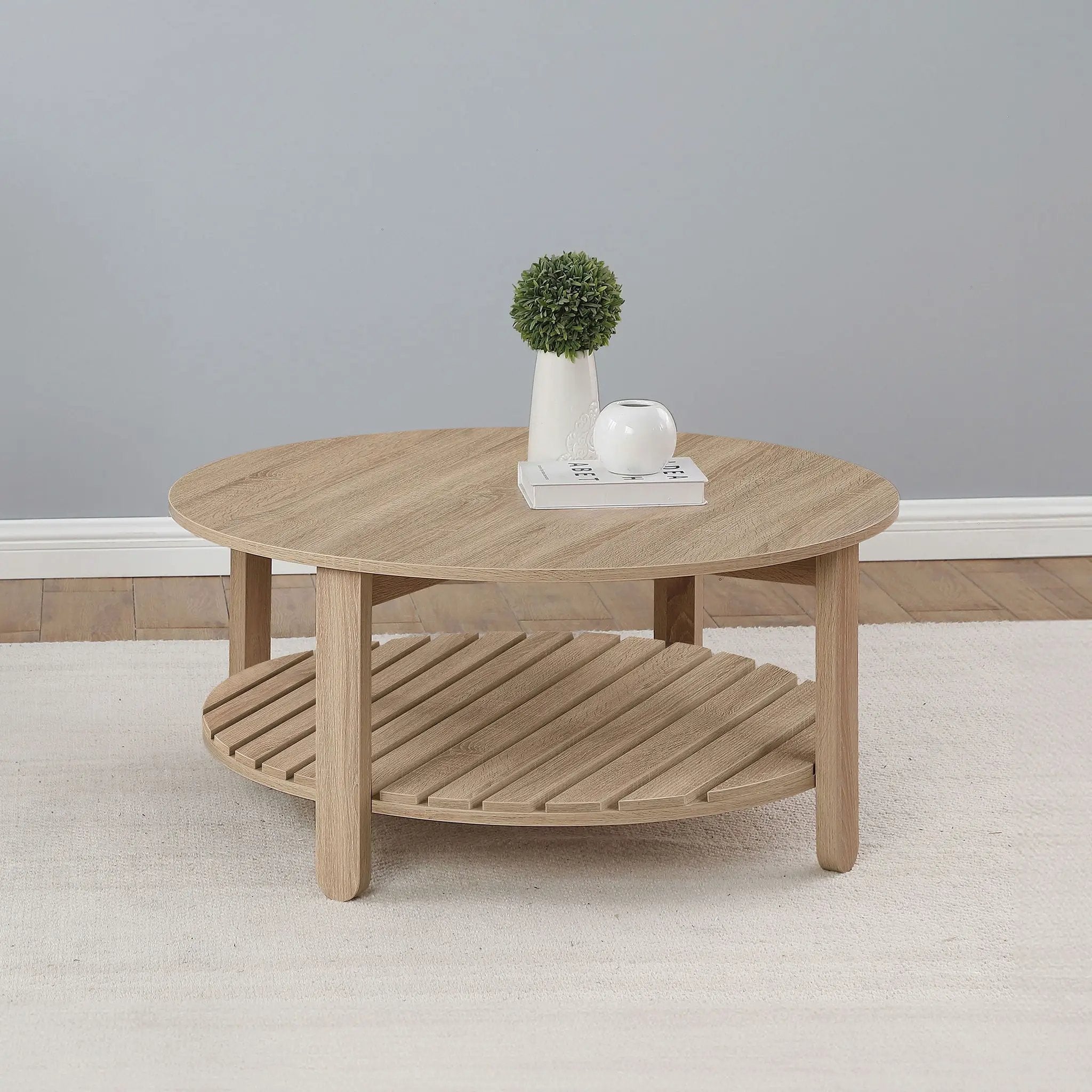 Fowler 1-shelf Round Engineered Wood Coffee Table Natural by Unique Piece Furniture