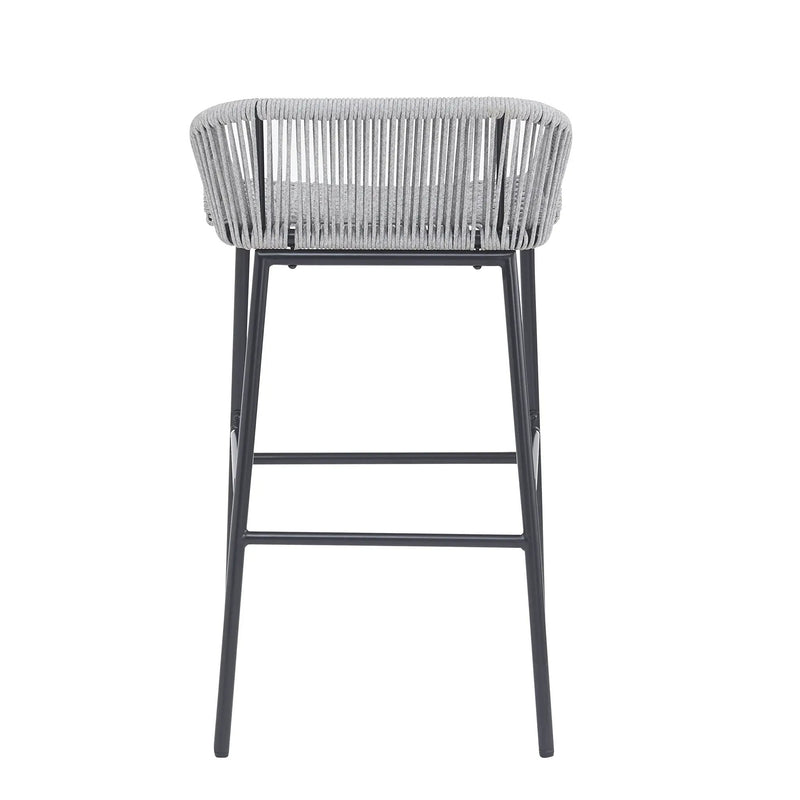 La Push Outdoor Patio Light Gray Rope Bar Stool, Set of 2 by HouseOfZazla